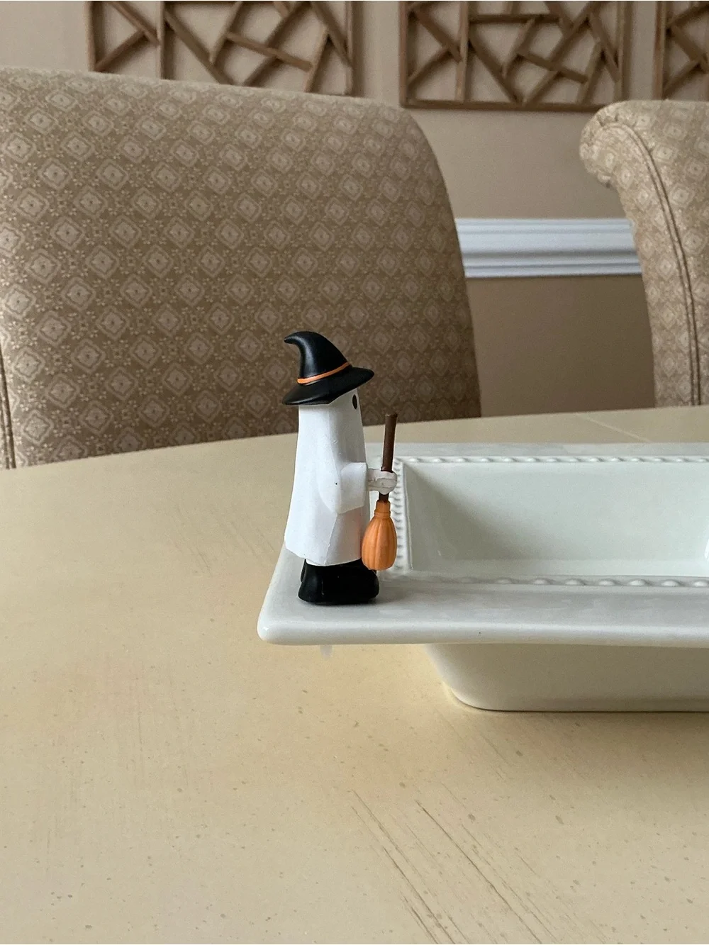 Little Ghost With Witch Hat and Broom Decoration 🧹